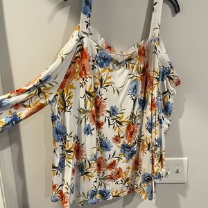 NWOT Lane Bryant Multicolor Floral Cold Shoulder Blouse